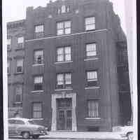 B&W photo of apartment building at 245 8th Street, Jersey City.