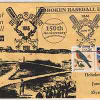 Postal cachet: Hoboken Baseball Day 150 Anniversary, Hoboken, June 19, 1996.