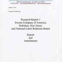 Research Report 1: Sweets Company of America, Hoboken, New Jersey & National Labor Relations Board. [1938-1949]. 2011.