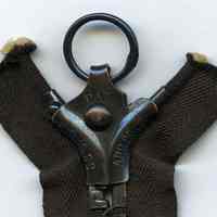          front detail 1: slider with pull ring; patent dates
   