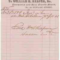 Digital image: statement to Estate of D. Murphy from William H. Harper, Insurance & Real Estate Agent, 28 Newark St., Hoboken, Dec. 4, 1875.