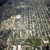 Digital reference image of color aerial view of Hoboken, June 6, 2003. Image number 8582. Photographer, Lee Ross, "Aerial Photography by Rosspilot."
