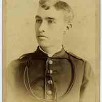 Cabinet photo of man (Arthur) in military uniform, no date, circa 1885-1890.