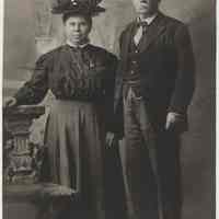          Sepia tone photo:wedding portrait of Bridget (Connolly) Roarty & James L. Roarty, n.p. 1889. picture number 1
   