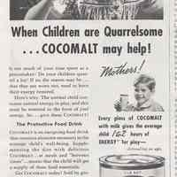 Ad, Cocomalt: When children are Quarrelsome ... Cocomalt may help! By R.B. Davis Co., Hoboken; in American Home, Aug.1939.