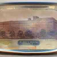 Clear glass paperweight with decal painted view of St. Mary