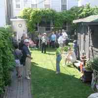 Digital color image of the gardens and people on the Secret Gardens Tour, Hoboken Historical Museum, Hoboken, June 9, 2002.