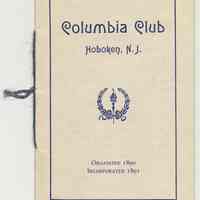 Membership directory, Columbia Club, Hoboken, N.J., no date, circa 1895-1910.