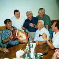 Color photo of the interior of the Monte San Giacomo Democratic Club, Inc. at 531 Adams St., during a Museum visit, Hoboken, July 9, 2000.