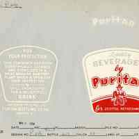 File proof of decal bottle labels for Puritan Beverages, Hoboken, N.J., April 6, 1954.