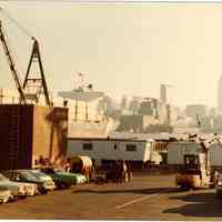Digital scan of color photo of Bethlehem Steel Hoboken Shipyard, Hoboken, no date, circa 1970-1980.