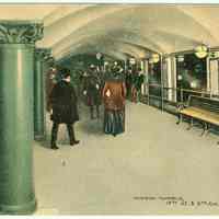          Digital image of Hudson & Manhattan R.R. postcard titled: Hudson Tunnels,14th St. & 6th Ave. Station, Uptown Side. 1908. picture number 1
   