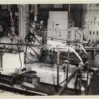 B+W photo of S.S. President Coolidge (2) engine room, Bethlehem Steel Shipyard, Hoboken, n.d., ca. Dec. 24, 1957.