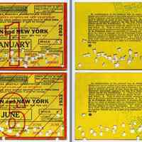 Tickets, 2: Restricted Monthly Commutation Ticket for D.L. & W. Railroad between Boonton & N.Y., Jan.; June 1953.