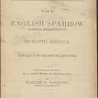 U.S. Department of Agriculture. Division of Economic Ornithology & Mammology. Bulletin 1. The English Sparrow in North America.