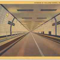 Postcard: Interior of Holland Tunnel, New York City. No date, ca. 1940s.