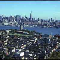 Color aerial photo of of Stevens Institute of Technology, Hoboken, circa 1974-1976.