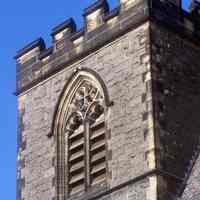          13: detail view of tower, east facade, looking southwest
   