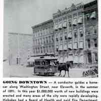 Reference image: A horse car on Washington Street near Eleventh St. in the summer, Hoboken, ca. 1891.