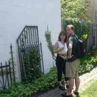 Digital color image of the gardens and people on the Secret Gardens Tour, Hoboken Historical Museum, Hoboken, June 9, 2002.