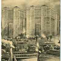          Digital image of Hudson & Manhattan R.R. postcard titled: Hudson Company's Building from Hudson River. No date, ca. 1908. picture number 1
   