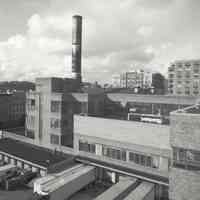 Digital image of B+W photo of former Maxwell House Coffee plant exterior, Can Factory, Hoboken, 2003.