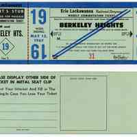 Ticket, transportation: Erie Lackawanna Railroad Co., Weekly Commutation Ticket, Hoboken & Berkeley Heights, for week ending May 13, 1967.