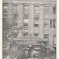 Printed B+W photograph of the Lyric Cafe, 72 Hudson Street., Hoboken, ca. 1906-1908.