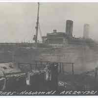 Postcard: [1921 pier fire.] Fire Pier 5, Hoboken, N.J. Aug 24-1921. 1921; unposted.