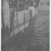 B+W photo of an unidentified freighter, Hoboken, no date, ca. 1940.