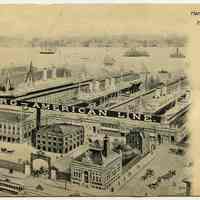 Postcard: Hamburg-American Line Piers, Hoboken, N.J. Postmarked Hoboken, circa 1901-1907.