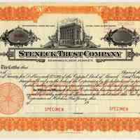Specimen stock certificate: Steneck Trust Company, Hoboken, N.J. [1928].