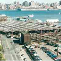          Digital image of color photo of an aerial view of the passenger train shed at the Hoboken Terminal, Hoboken, Sept., 2002. picture number 1
   