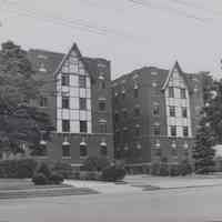 B&W photo of apartment building at 55 Passaic Avenue, Passaic.