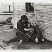 B+W publicity photo of Marlon Brando as Terry Malloy with Karl Malden, Eva Marie Saint in film "On the Waterfront," Hoboken, no date, ca. 1953-1954.