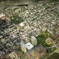 Digital reference image of color aerial view of Hoboken, June 6, 2003. Image number 8584. Photographer, Lee Ross, "Aerial Photography by Rosspilot."