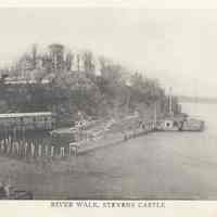 Printed B+W photograph of River Walk and Stevens Castle, Hoboken, ca. 1880