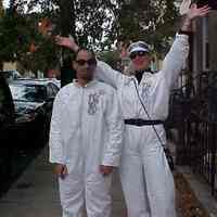 Thirty-four digital color images of Caroline and Danny Shot in "walking canvas" jumpsuits on Hoboken Artists