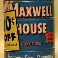 Can: Maxwell House Coffee, Two Pounds Economy Size, Drip Grind, Hoboken, no date, ca. 1945-1955.