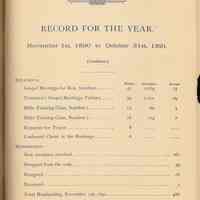          pg 17 Record for the Year, Nov. 1, 1890 to Oct. 31, 1891
   