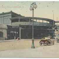 Postcard: New Trolley Terminal, Hoboken, N.J. No date, circa 1910-1914; unposted.