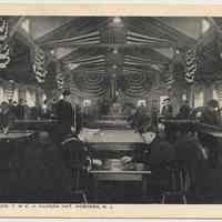 Postcard: 3214 - Billiard Room Y.M.C.A. Hudson Hut, Hoboken, N.J. No date, circa 1919-1922.