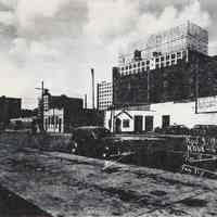 B+W photocopy of photo of the north side of 14th Street east of Hudson St. with Lipton Tea building in the background, Hoboken, Nov. 3, 1942.