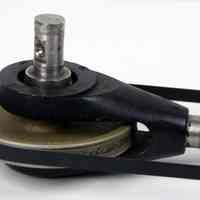          detail anchor pivot pin, underside; note steel band & tensioning nut
   