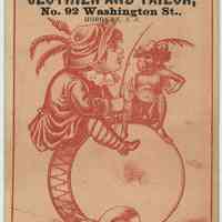 Card, trade: Driesen, The Popular Clothier and Tailor, No. 92 Washington St., Hoboken, N.J. N.d., ca. 1880-1892.