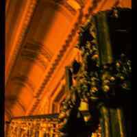 Color slide of interior detail view of the Lackawanna Terminal waiting room