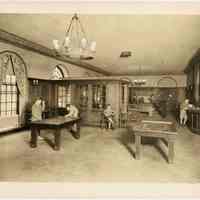 Sepia-tone photo of the interior of the boy