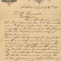 Letter from Mayor August Grassmann, Hoboken, to City Council re appointment and cost of a Building Inspector in the Fire Department, July 29, 1890.