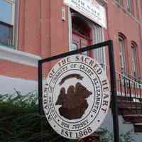 Color photos, 2, of the Academy of the Sacred Heart sign, Hoboken, September 16, 2006.