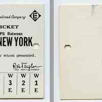 Ticket, transportation, sample: Erie-Lackawanna Railroad. Yearly Ten Trip Ticket Between Montclair (Lack. Plaza) & N.Y. 1963.